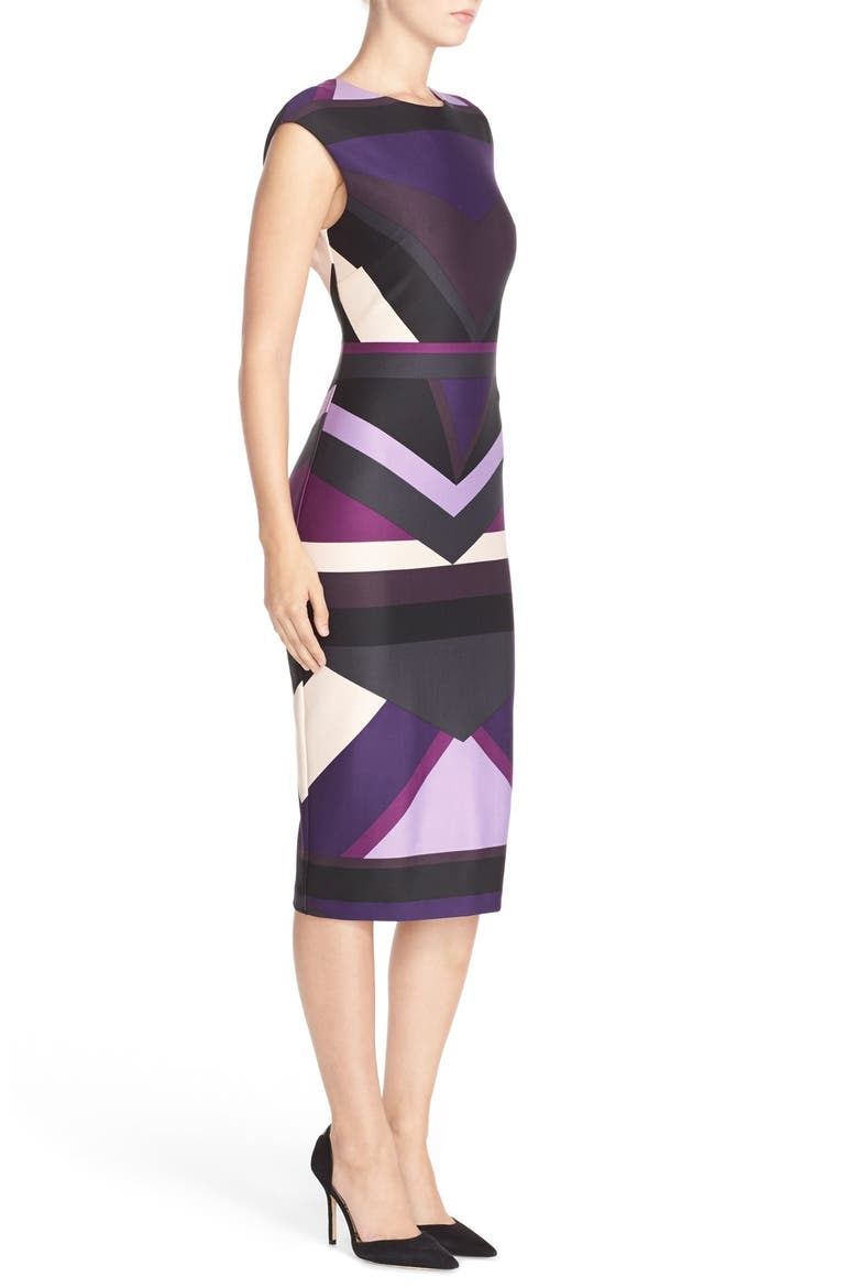 Colorblock Ponte Midi Dress, Alternate, color, PURPLE MULTI