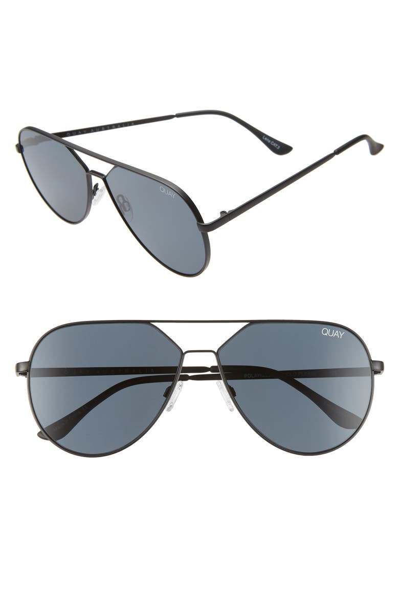 Australia Hold Please 55mm Aviator Sunglasses, Main, color, BLACK/ SMOKE