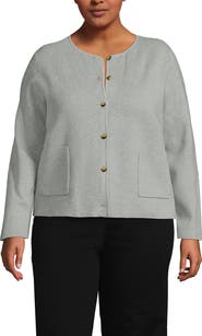 Lands' End Plus Size Fine Gauge Cotton Milano Blazer Sweater