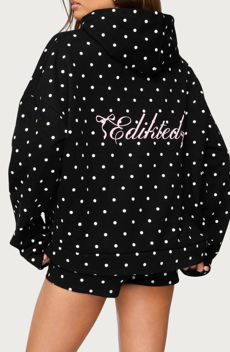EDIKTED Chelsie Polka Dot Hoodie, Alternate, color, Black-And-White