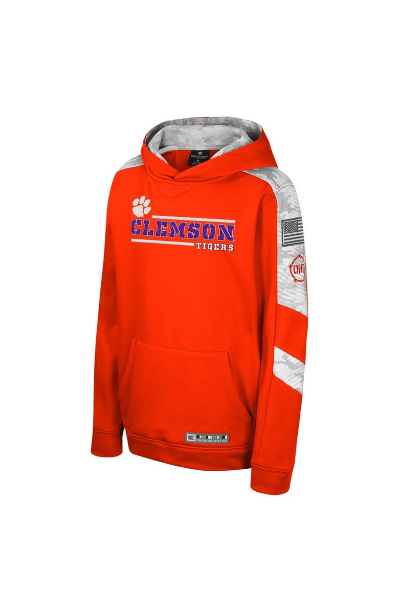 COLOSSEUM Youth Colosseum Orange Clemson Tigers OHT Military Appreciation Cyclone Digital Camo Pullover Hoodie, Alternate, color,