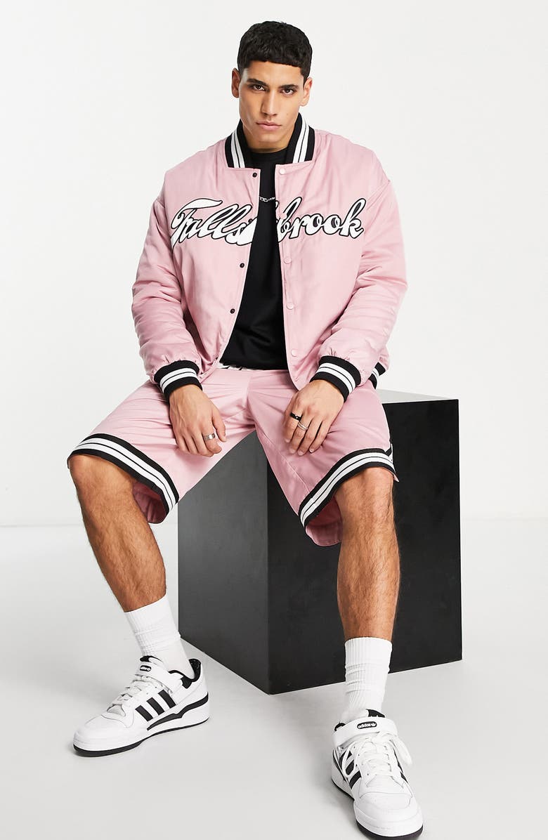 Topman Embroidered Varsity Jacket, Alternate, color, 