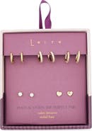Leith 5-Pack Hearts Hugs & Studs Earrings Set