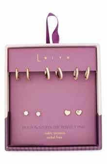 Leith 5-Pack Hearts Hugs & Studs Earrings Set