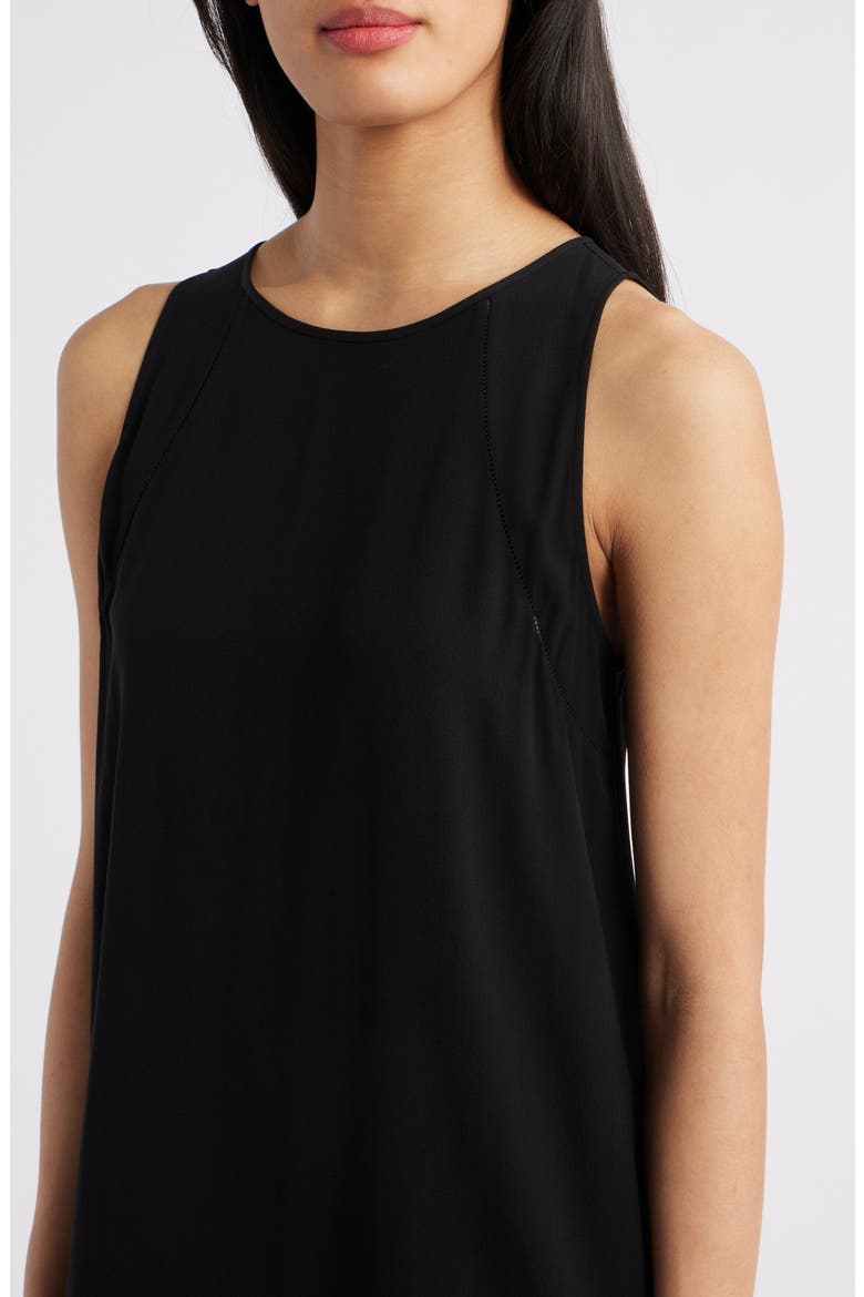 Sleeveless Silk A-Line Dress, Alternate, color, BLACK
