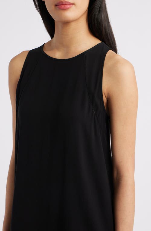 Eileen Fisher Sleeveless Georgette Crepe Midi Tank Dress In Black