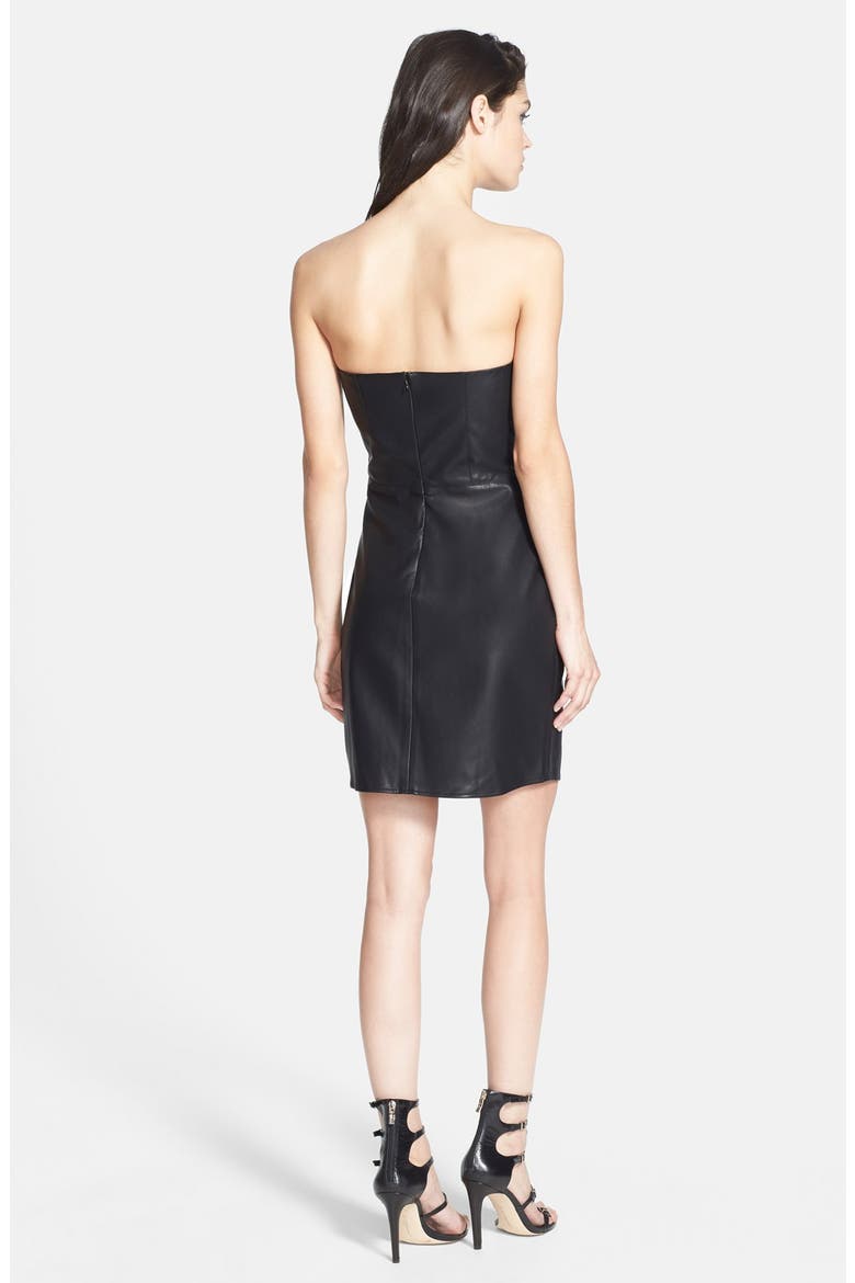 'Katia' Faux Leather Strapless Sheath Dress, Alternate, color, BLACK