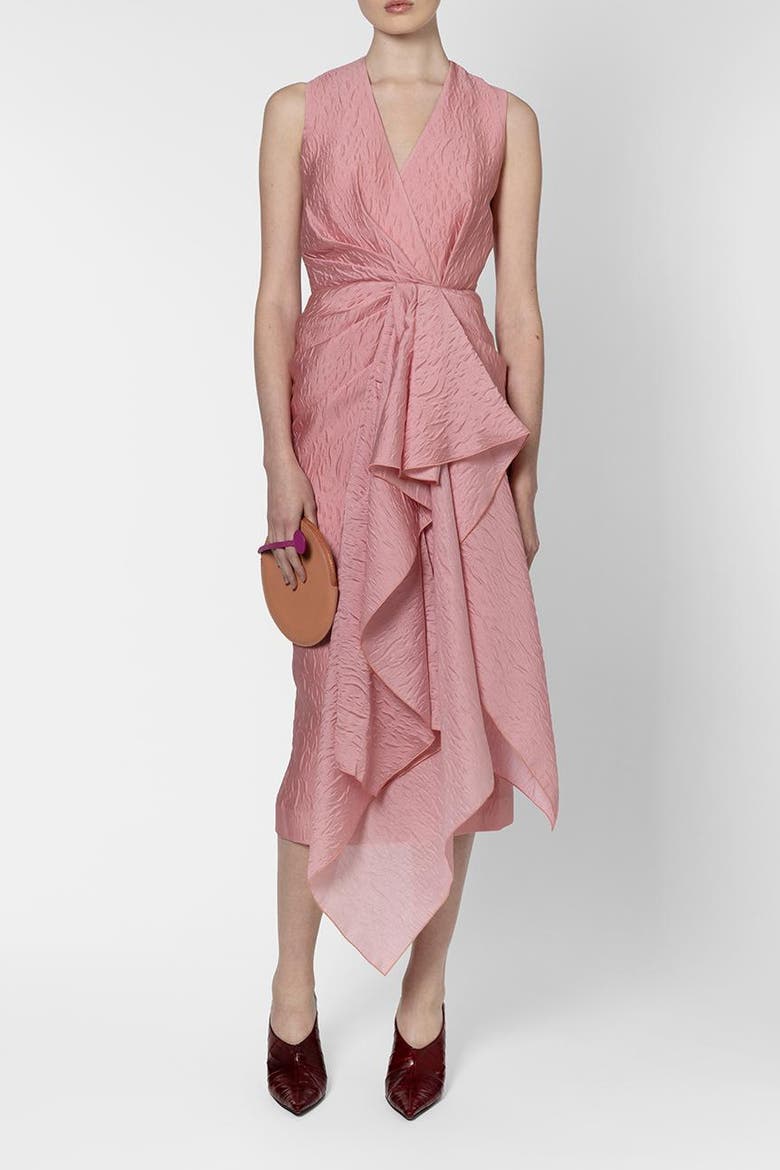 Esra Textured Cloque Midi Dress, Alternate, color, Rosado