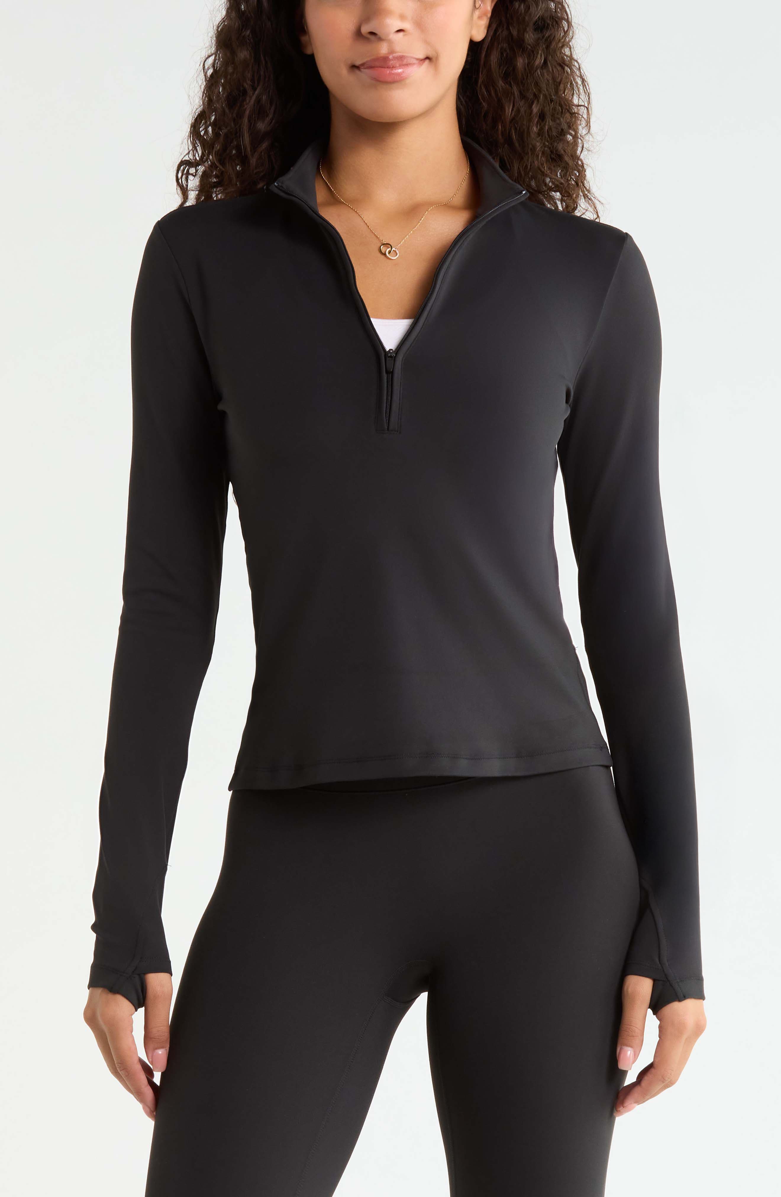 Zella Zen Half Zip Pullover In Black