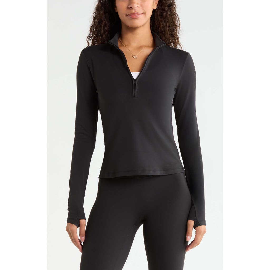 Zella Zen Half Zip Pullover In Black