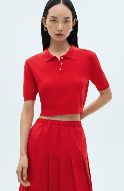 Mango Pleated Cotton Midi Skirt In Red