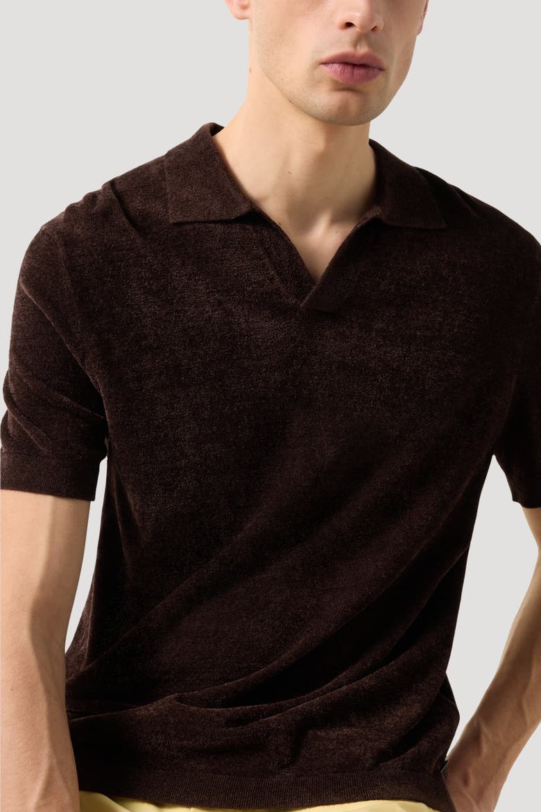Finn Knitted Polo Shirt, Alternate, color, Dark brown