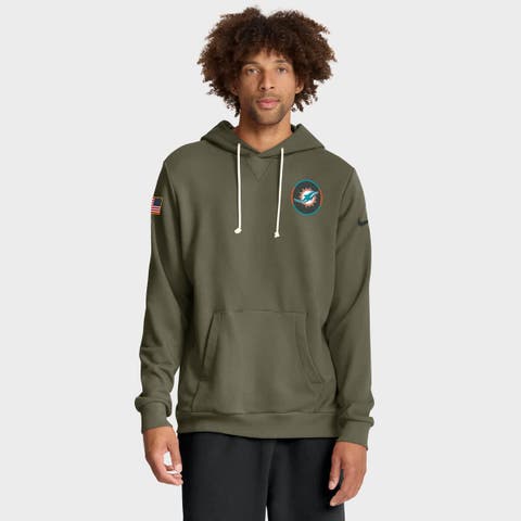 Men's Nike Olive Miami Dolphins 2025 Salute to Service Sideline Standard Issue Dri-FIT Hoodie
