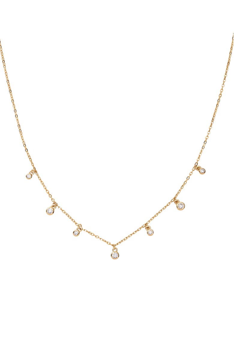 MADE BY MARY Poppy Cubic Zirconia Solitaire Necklace, Main, color, Gold Vermeil