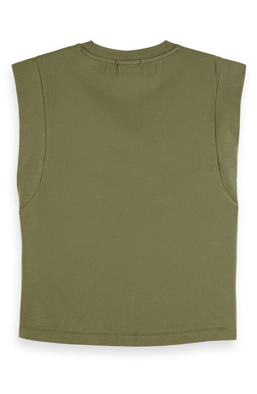 Scotch & Soda Mercerized Muscle Tee In Washed Military