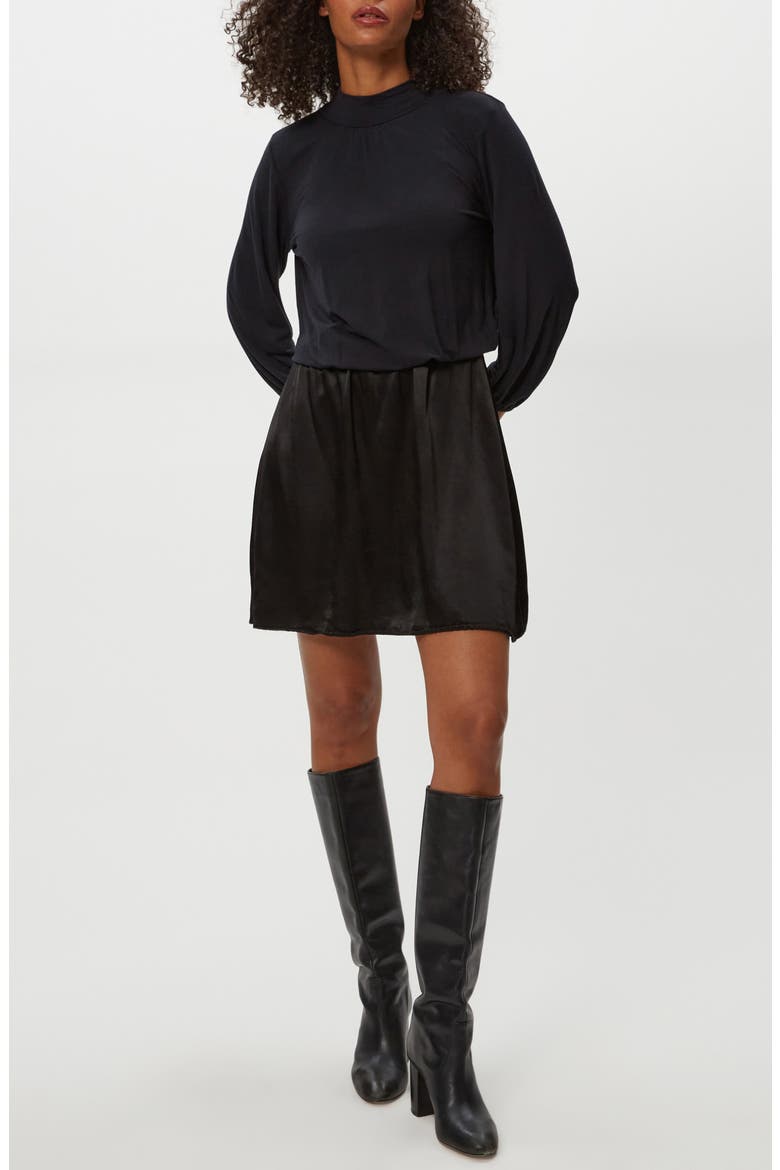 Myla Mixed Media Minidress, Alternate, color, BLACK