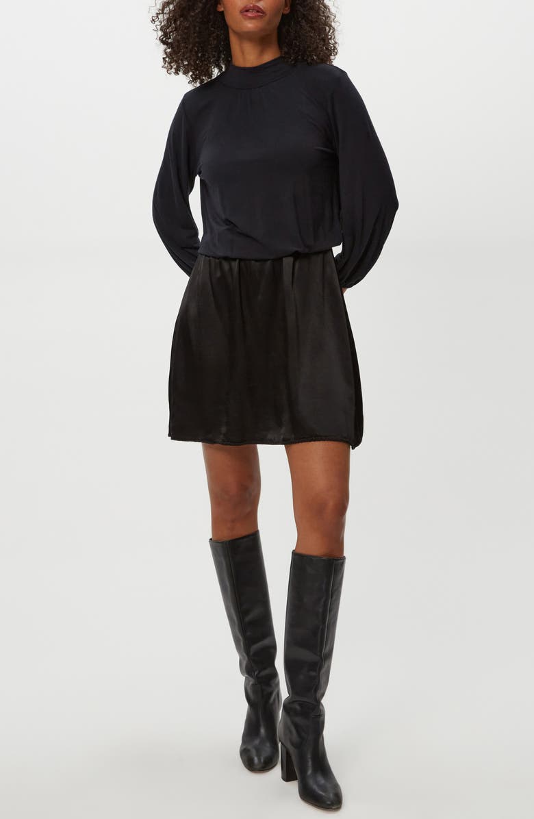 Michael Stars Myla Mixed Media Minidress, Alternate, color, Black