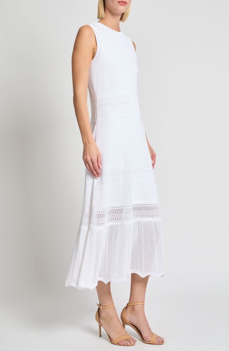 Misook Modern Fit Pointelle Midi Dress, Alternate, color, White