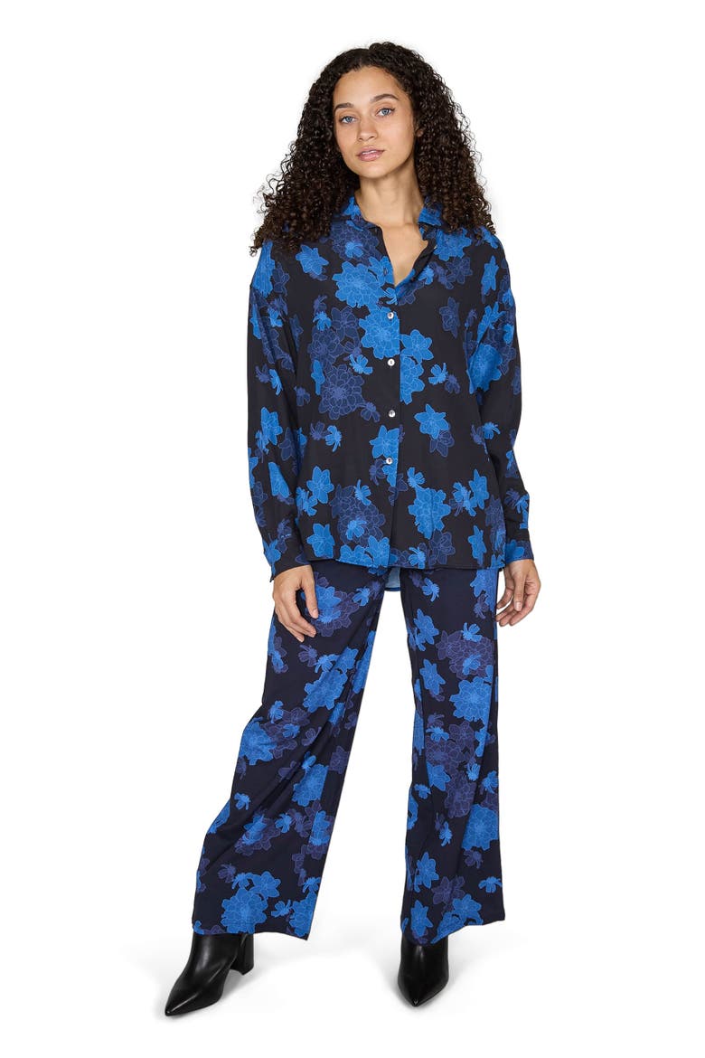 Sophie Silk Oversized Blouse, Alternate, color, Softbloom Navy