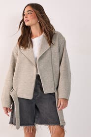 NASTY GAL Oversized Brushed Belted Biker Jacket
