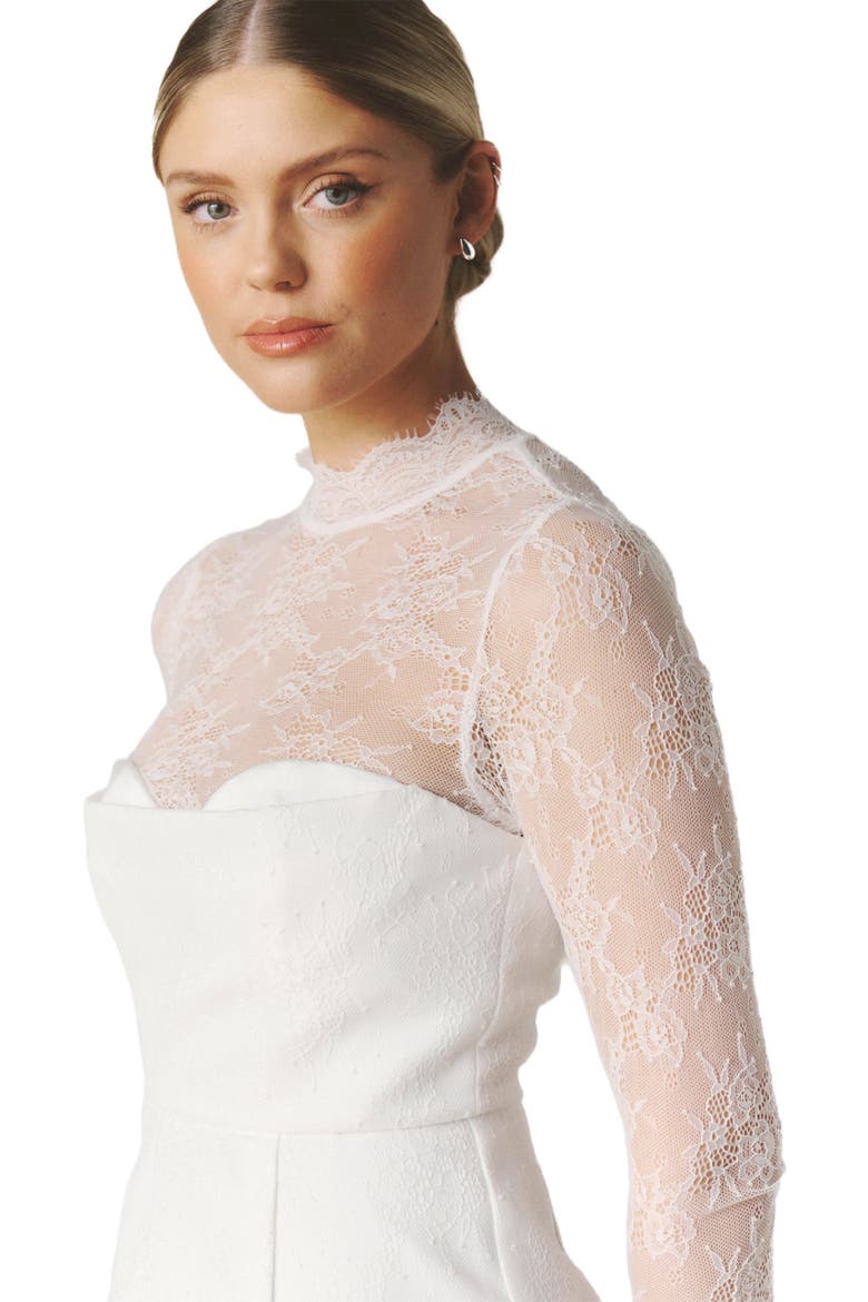 Lace Sleeve Cup Detail Midi Dress, Alternate, color, White