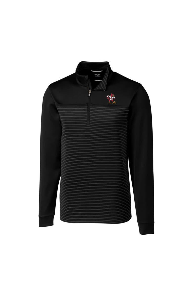 Cutter & Buck Men's Cutter & Buck Black Louisville Cardinals Big & Tall Traverse Stripe Stretch Quarter-Zip Pullover Top, Alternate, color, Black