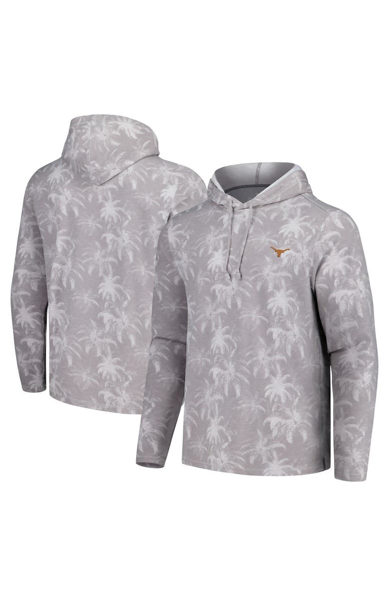 Tommy Bahama Men's Tommy Bahama Gray Texas Longhorns Palm Frenzy Hoodie Long Sleeve T-Shirt, Main, color, Gray