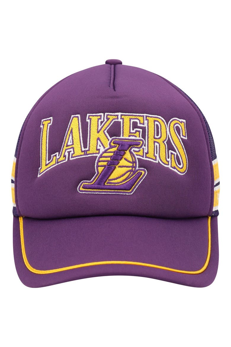 Men's '47 Purple Los Angeles Lakers Sidebrand Stripes Trucker Adjustable Hat, Alternate, color, Purple