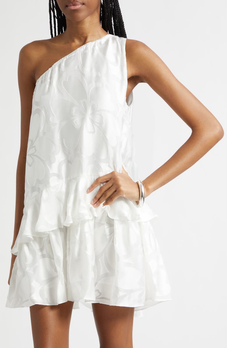Ramy Brook Solene One-Shoulder Minidress, Alternate, color, Ivory Burnout