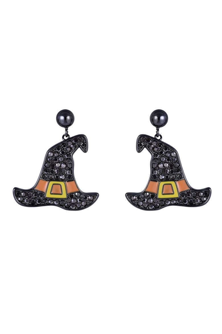 Halloween Witch Hat Earrings, Alternate, color, Black
