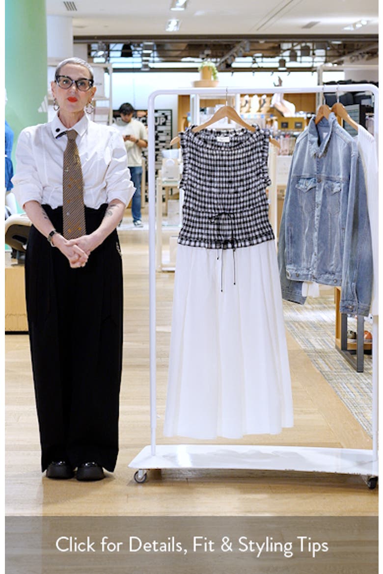 Maelle Gingham Smocked Two Tone Midi Dress video