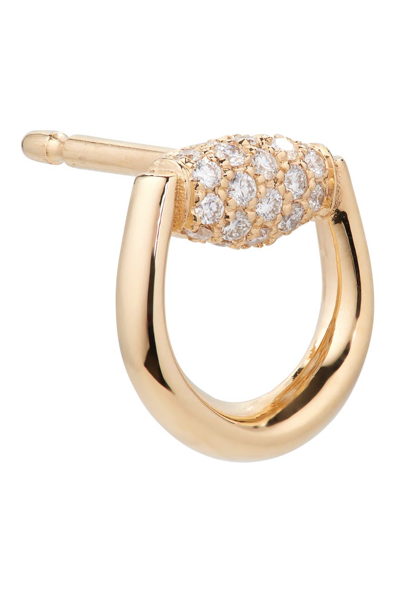Horsebit Diamond Stud Earrings, Alternate, color, GOLD