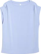 Zella Soft Luxe Knit Gathered Shoulder Top