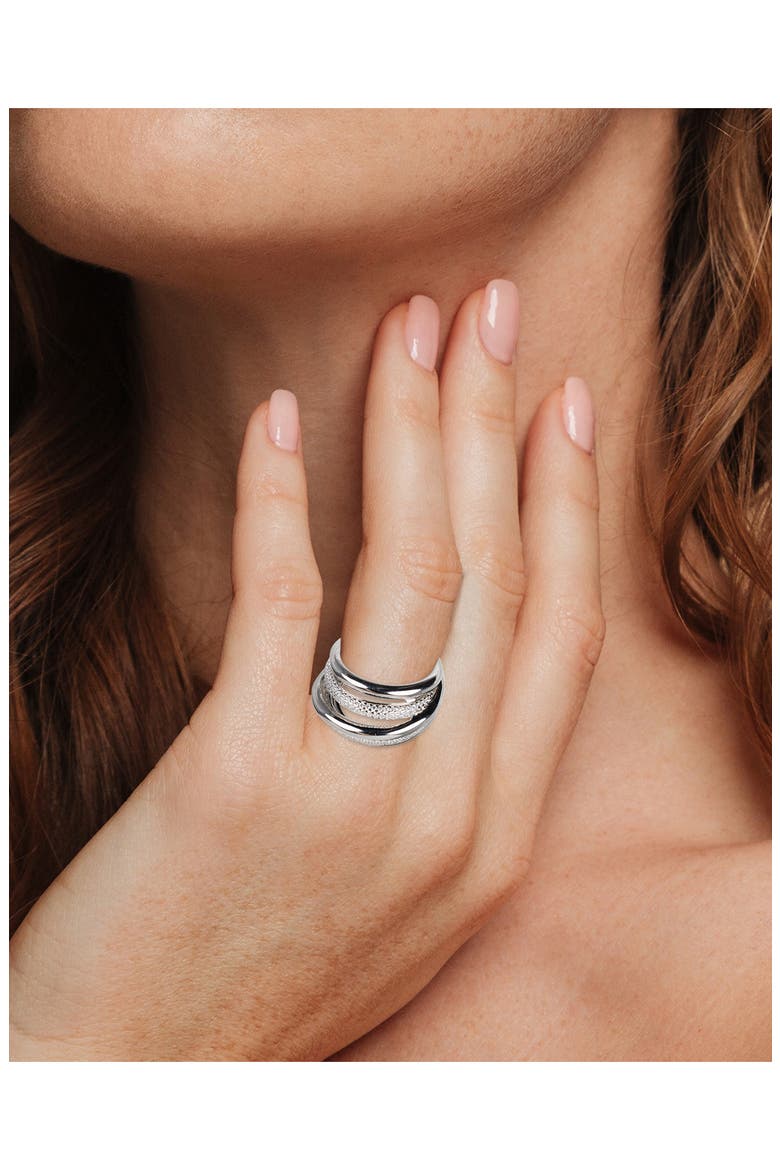 Pave CZ Multi-Row Criss-Cross Band Ring, Alternate, color, CLEAR/SILVER