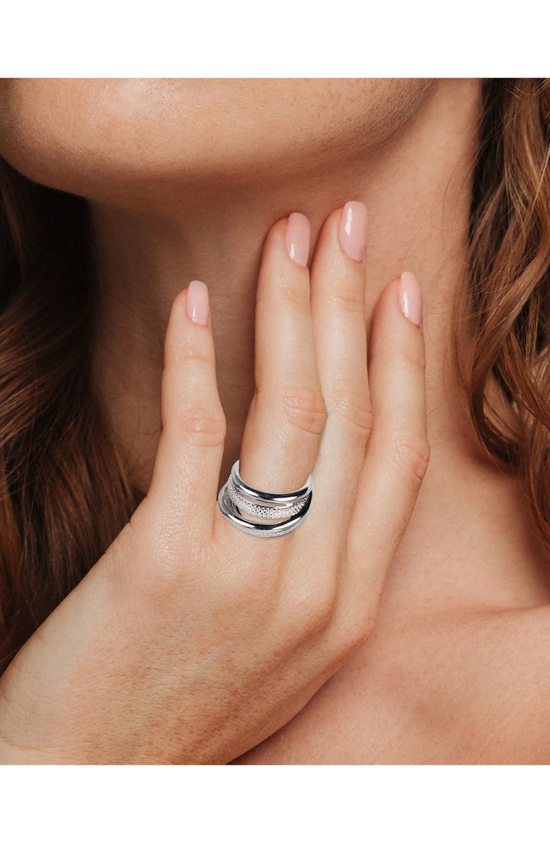 CZ by Kenneth Jay Lane Pave CZ Multi-Row Criss-Cross Band Ring, Alternate, color, 