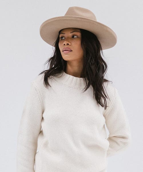 Gigi Pip Maude Wide Brim Fedora Hat In Tan