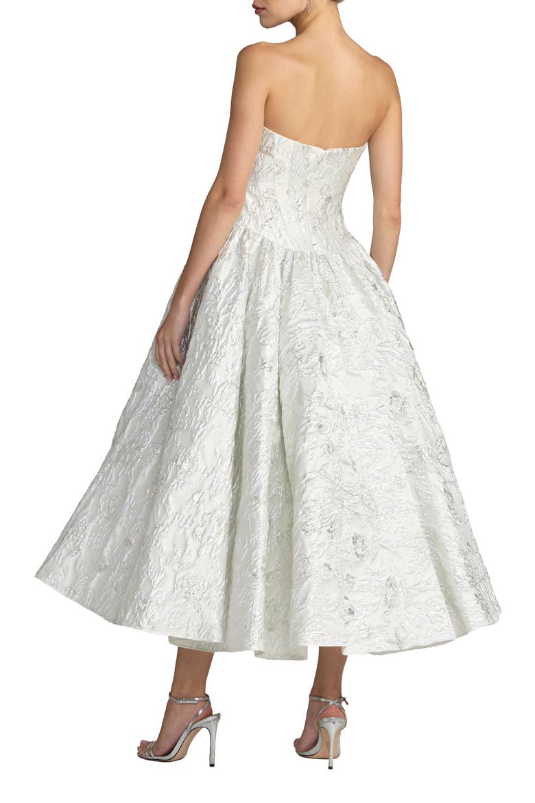 Brocade Strapless Dropwaist Midi Dress, Alternate, color, Ivory