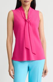 KASPER Sleeveless Tie Front Top