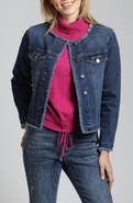 APNY Frayed Collarless Denim Jacket