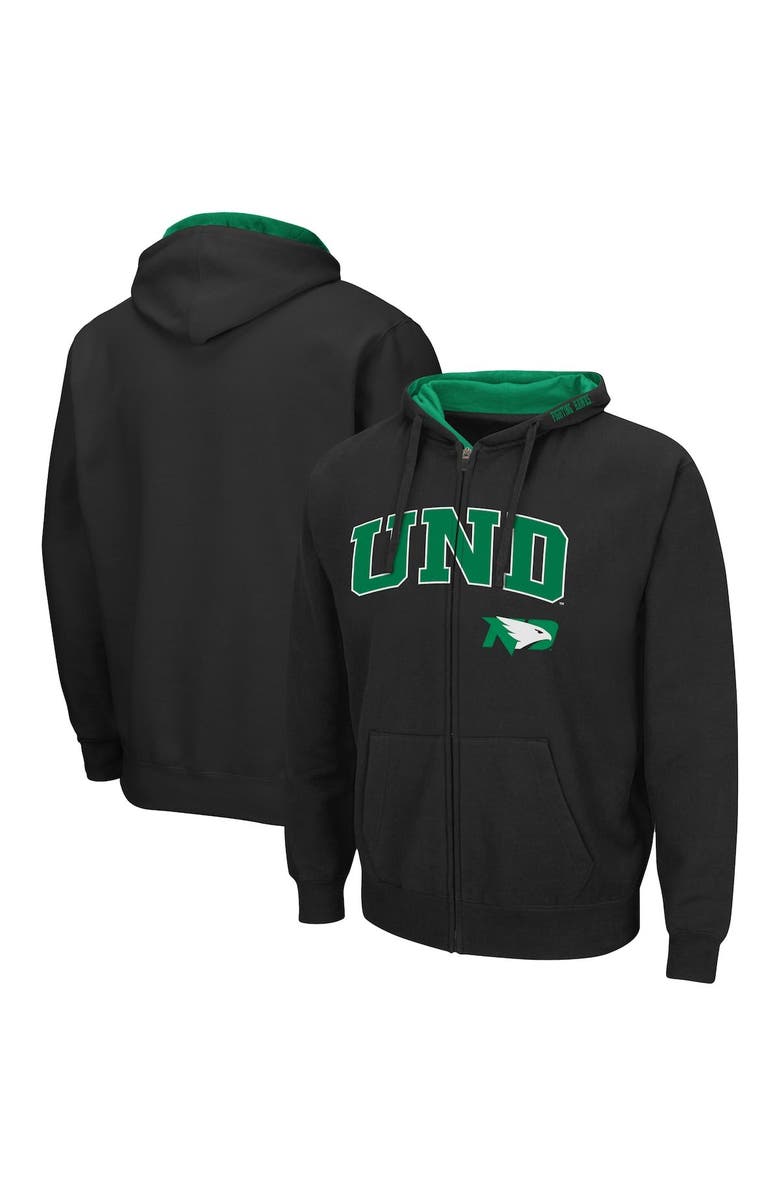 COLOSSEUM Men's Colosseum Black North Dakota Arch & Logo 3.0 Full-Zip Hoodie, Main, color, Black