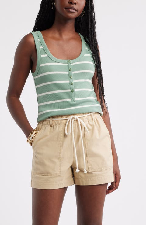 Cotton Blend Rib Henley Tank