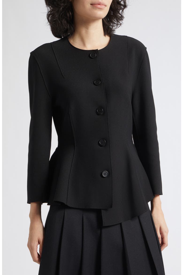 Double Layer Peplum Top, Alternate, color, BLACK