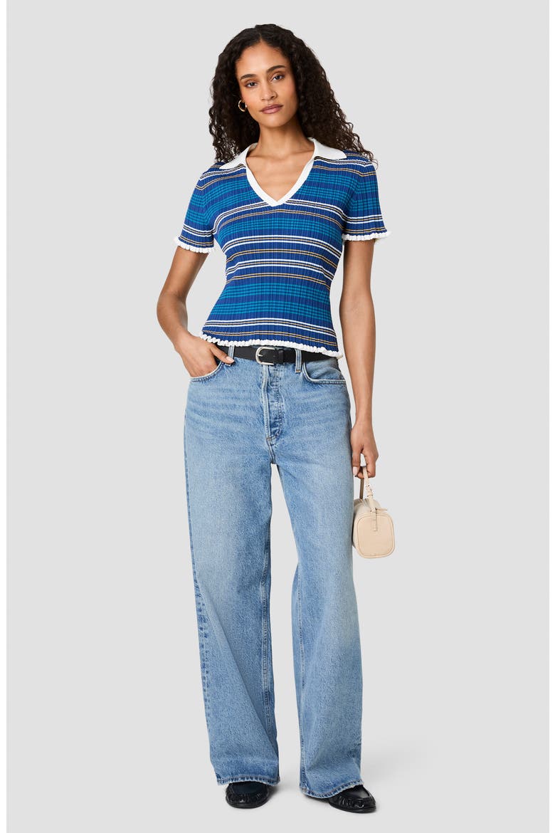 Striped Crinkle Rib Polo, Alternate, color, MIXED STRIPE