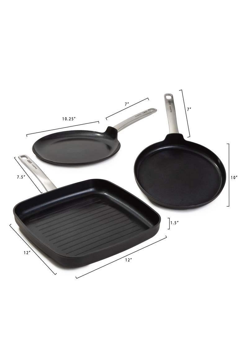 Leo Graphite 3-Piece Cookware Set, Alternate, color, BLACK