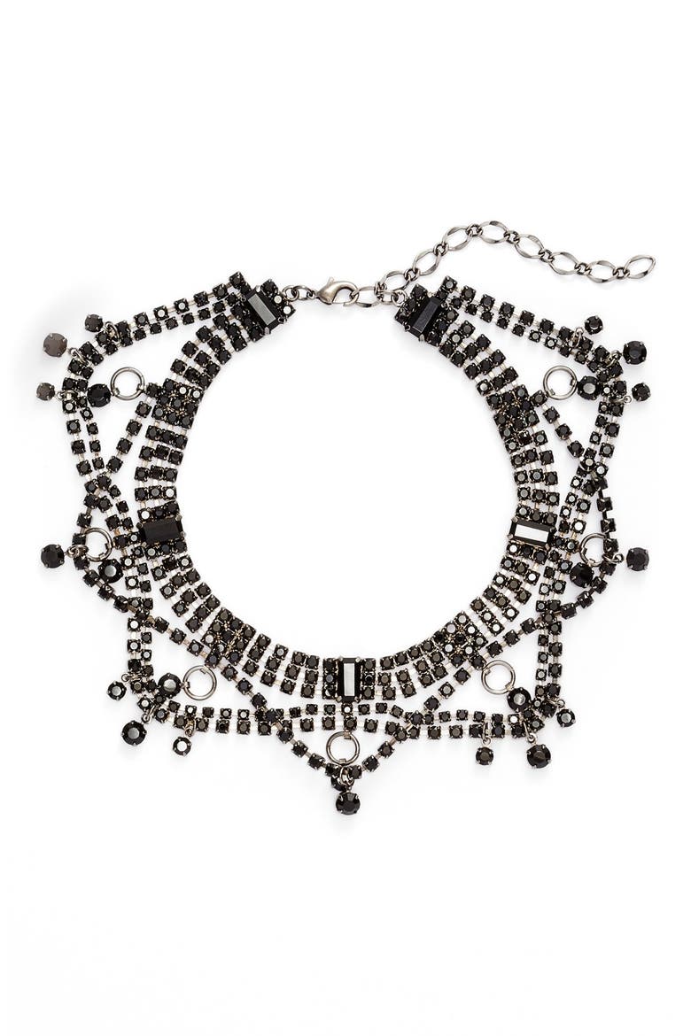 Crystal Choker Necklace, Alternate, color, JET/ HEMATITE