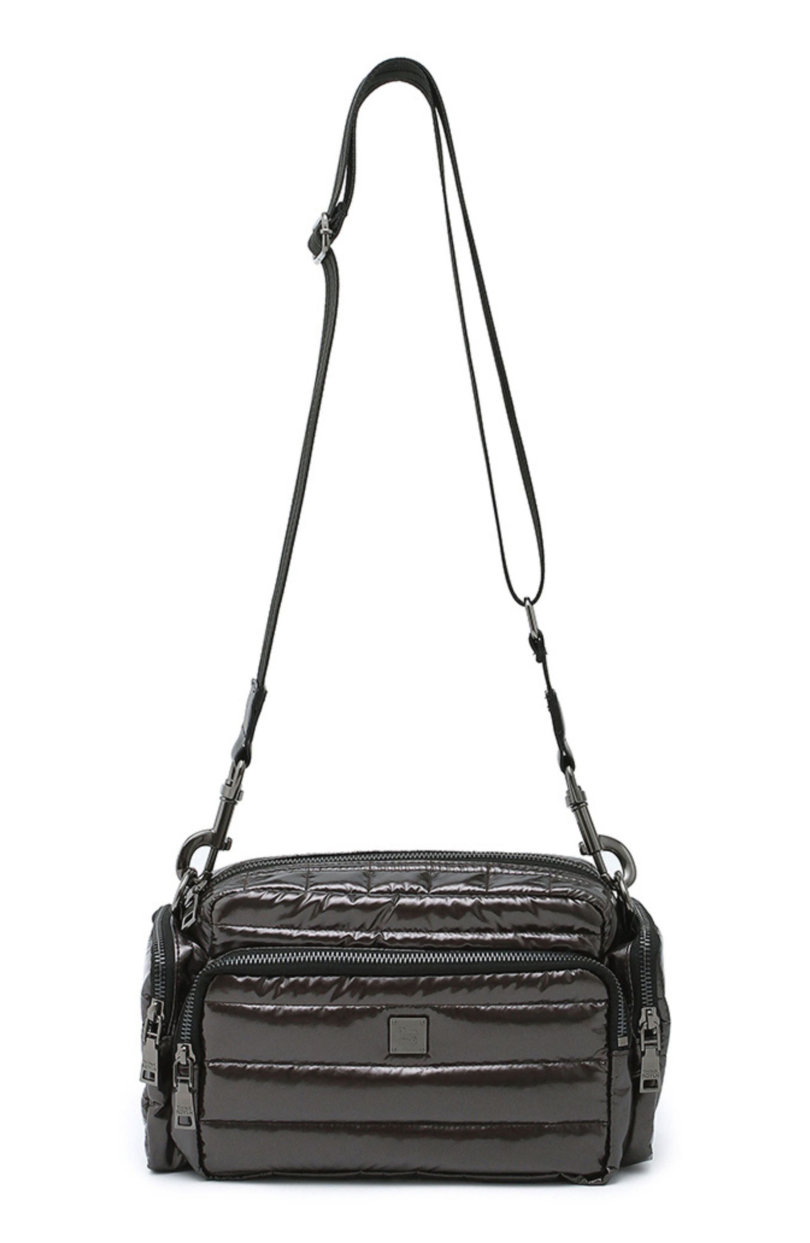 Triad Quilted Faux Leather Crossbody Bag, Alternate, color, DARK MOCHA PATENT