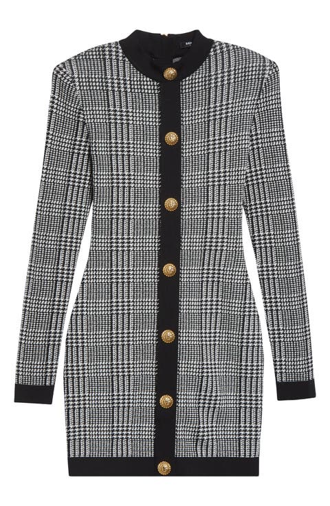 Prince of Wales Long Sleeve Sweater Dress