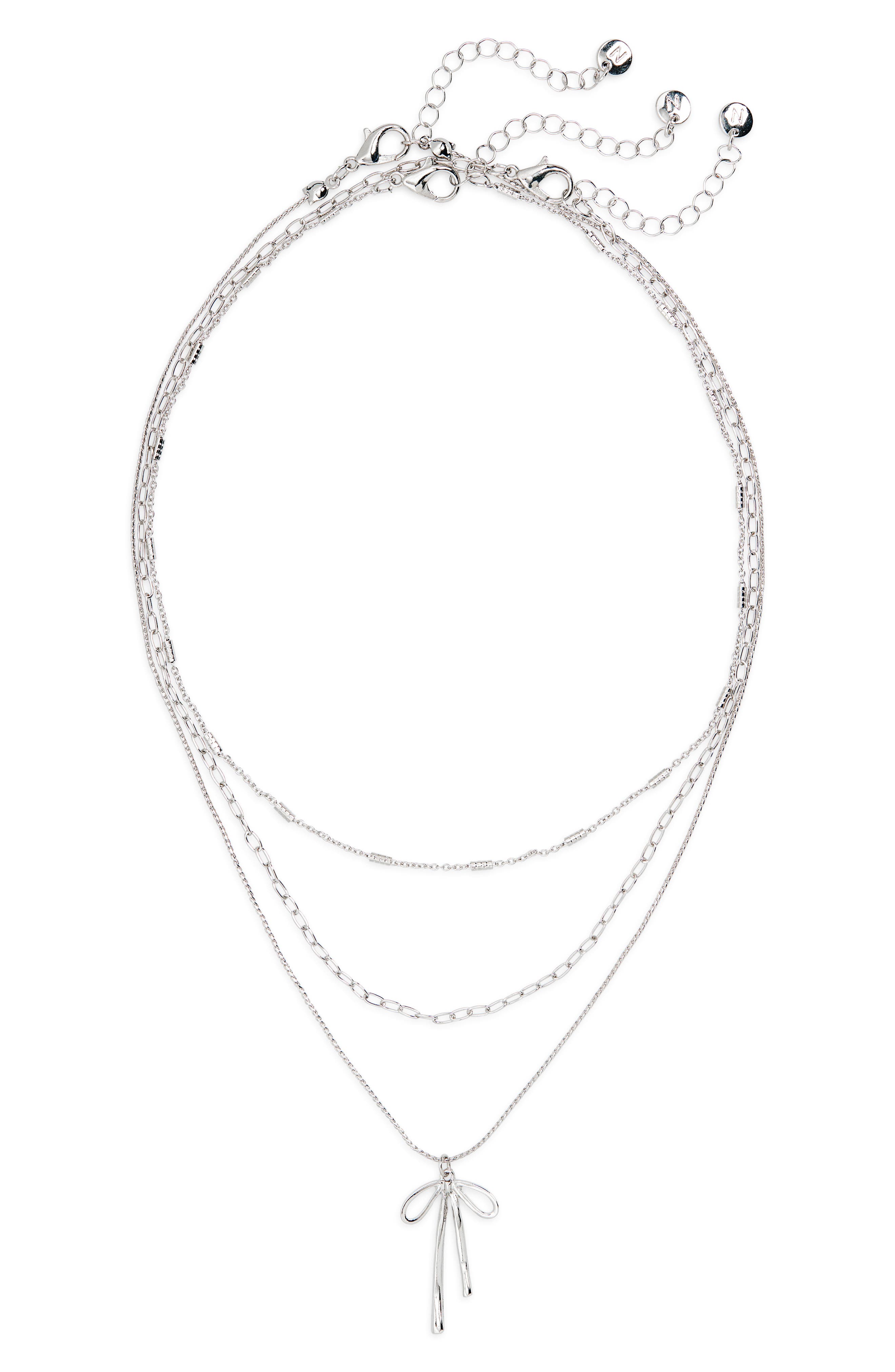BP. Layered Bow Necklace in Rhodium 