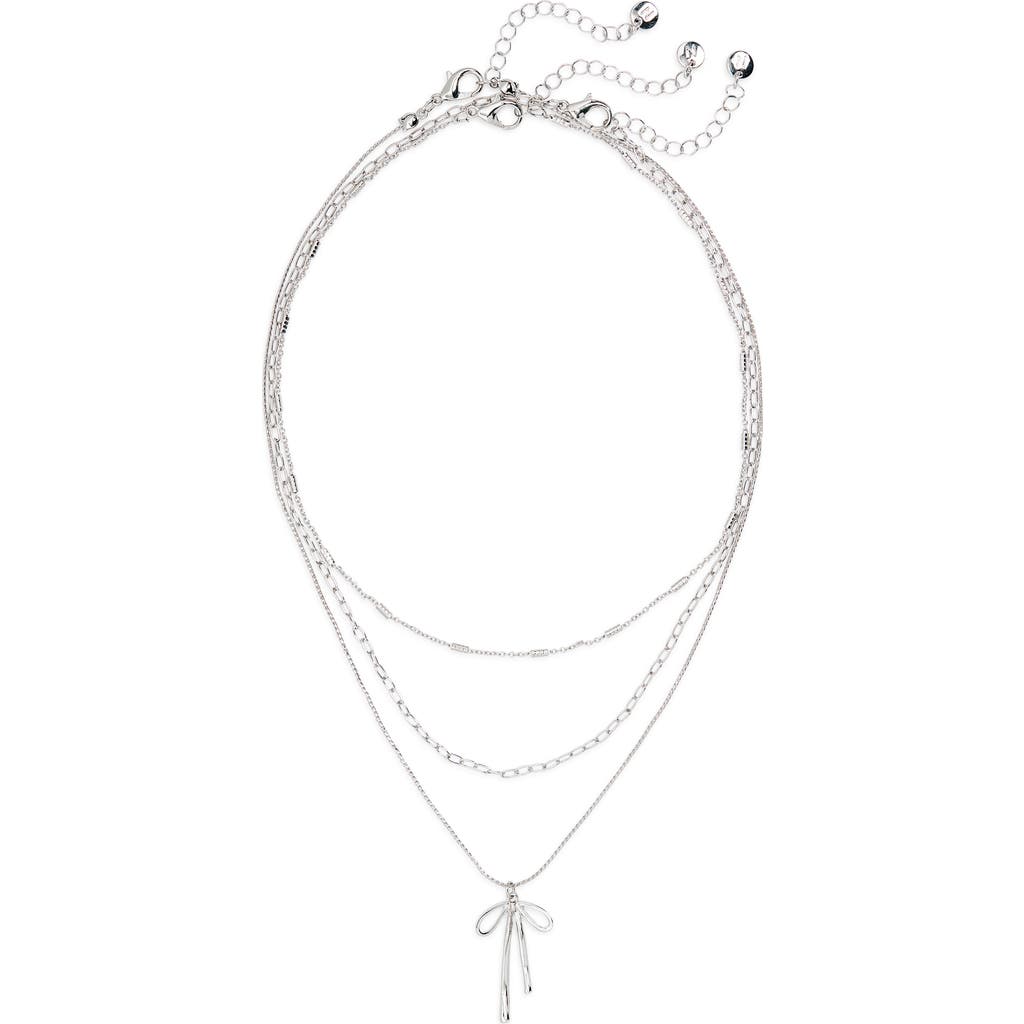BP. Layered Bow Necklace in Rhodium