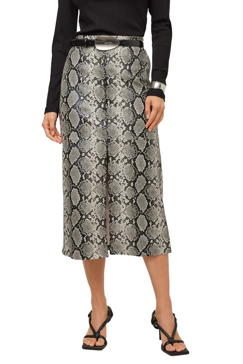 Kaia Snake Print Faux Leather Midi Skirt, Main, color, PRINT
